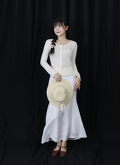 K3071 - K cardigan TD phối ren nơ
