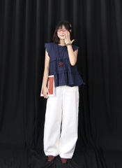 A28094 - A babydoll xếp li nút bọc