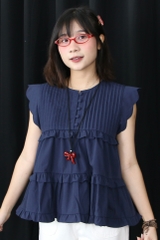 A28094 - A babydoll xếp li nút bọc