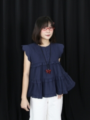 A28094 - A babydoll xếp li nút bọc