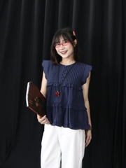 A28094 - A babydoll xếp li nút bọc