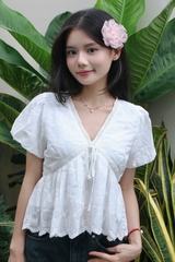 A28178 - A babydoll cổ tim phối ren