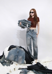 Q9835 - Q Culottes J túi bầu rã đáp túi lai to