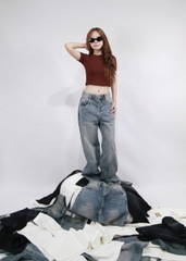 Q9835 - Q Culottes J túi bầu rã đáp túi lai to