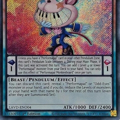 [ Bài Yugioh Chính Hãng ] Performapal Monkeyboard - LAVD-ENO04 - Secret Rare