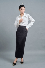 ÁO SƠ MI NỮ TRƠN CÔNG SỞ TAY DÀI CỔ NHỌN SIA WOMEN MIEN STORE