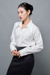 ÁO SƠ MI NỮ TRƠN CÔNG SỞ TAY DÀI CỔ NHỌN SIA WOMEN MIEN STORE