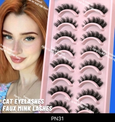 Lông mi Strip Lashes hot trend ( Natural False Eyelashes Cat Eye Lashes Strips Invisible Band Fake Mink Strip Lash Wispy Thin Clear Band Cateye Eye Lash Pack Full Volume Medium Length 8-18mm)