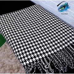 Chăn lông cừu dệt kim cao cấp hoạ tiết houndstooth Bắc Âu