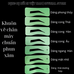 Khuôn kẻ vẽ lông mày 7  dáng màu xanh Chuẩn phun xăm, hổ trợ nhuộm chân mày, pmu, make up