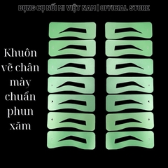 Khuôn kẻ vẽ lông mày 7  dáng màu xanh Chuẩn phun xăm, hổ trợ nhuộm chân mày, pmu, make up