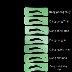 Khuôn kẻ vẽ lông mày 7  dáng màu xanh Chuẩn phun xăm, hổ trợ nhuộm chân mày, pmu, make up