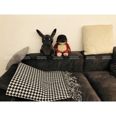 Chăn lông cừu dệt kim cao cấp hoạ tiết houndstooth Bắc Âu