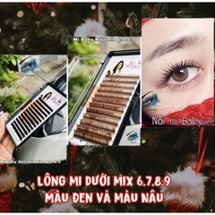 {New}Lông mi Dưới màu đen và nâu 0.07 0.10 mix 6-9mm dùng nối mi dưới, mi siêu tự nhiên, mi Baby hoặc nối chân mày