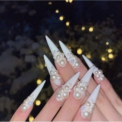 ￼Hạt ngọc trai nhân tạo đế bằng đính trên móng tay,phụ kiện nail