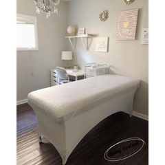 Ga trãi giường màu trắng ngà, Ga bọc giường spa- nối mi
