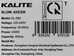 Máy ép chậm Kalite KL-550
