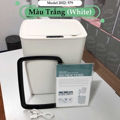 Thùng Rác Cảm Ứng Tự Động Thông Minh Pin Sạc Cổng USB Bản Nâng Cấp 2022 Cảm Ứng Kép 3 Chiều Dung tích 14L Chống Nước Tốt