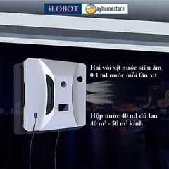 Robot Lau Kính Tự Động Phun Nước Siêu Âm iLOBOT HCR 05A Lau Kính Có Khung & Không Có Khung Với UPS Chống Rơi 20 Phút