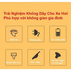 Máy hút bụi ô tô, giường nệm, sofa không dây cầm tay lực hút mạnh, pin lithium ion 2000 mAh, chính hãng TCL CX10