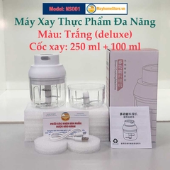 Máy Xay Thực Phẩm [Mạnh] Đa Chức Năng Cầm Tay Không Dây Sạc USB An Toàn xay thịt, tỏi, xay củ quả dung tích 100 & 250 ml