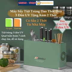 Máy Sấy Tiệt Trùng Dao Thớt Đũa [Kèm 2 Thớt] Khử Khuẩn Với 5 Đèn TIA UV SANSUI An Toàn, Đẹp Tiện Lợi Cho Bếp Gia Đình