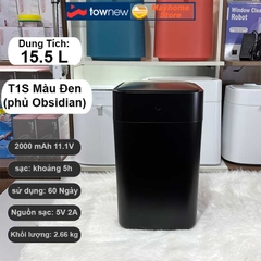 Thùng Rác Tự Động Thông Minh Townew T1S 15.5L - Tự Động Hàn Đóng Gói Túi Rác, Thay Túi Rác Với 2 Màu Đen và Trắng