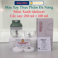 Máy Xay Thực Phẩm [Mạnh] Đa Chức Năng Cầm Tay Không Dây Sạc USB An Toàn xay thịt, tỏi, xay củ quả dung tích 100 & 250 ml
