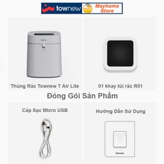 Thùng Rác Tự Động Thông Minh Xiaomi Townew T Air Lite 16.6L Thiết Kế Tối Giản, Tự Động Đóng Gói, Chống Nước IPX4