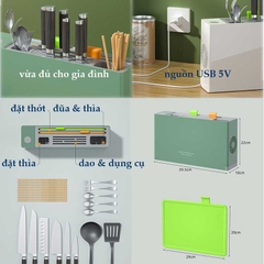 Máy Sấy Tiệt Trùng Dao Thớt Đũa [Kèm 2 Thớt] Khử Khuẩn Với 5 Đèn TIA UV SANSUI An Toàn, Đẹp Tiện Lợi Cho Bếp Gia Đình