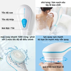 Bàn Chải Tắm Điện Chống Nước Cầm Tay Sạc Pin Với 5 Đầu Làm Sạch Da, Tẩy Tế Bào Chết, Mềm Mại Với Da, Massage Nhẹ Nhàng