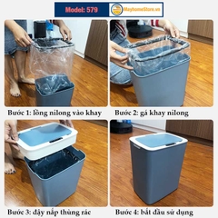 Thùng Rác Cảm Ứng Tự Động Thông Minh Pin Sạc Cổng USB Bản Nâng Cấp 2022 Cảm Ứng Kép 3 Chiều Dung tích 14L Chống Nước Tốt