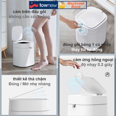 Thùng Rác Tự Động Thông Minh Xiaomi Townew T Air X 13.5L Màu Trắng Nâng Cấp Giảm Tiếng Ồn Cho Phòng Ngủ, Phòng Khách