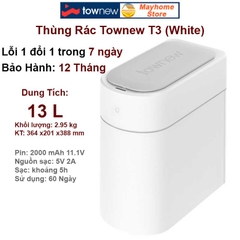 Thùng Rác Tự Động Thông Minh Xiaomi Townew T3 13L - Tự Động Hàn Đóng Gói Túi Rác Thay Túi Rác phù hợp cho không gian hẹp