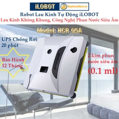 Robot Lau Kính Tự Động Phun Nước Siêu Âm iLOBOT HCR 05A Lau Kính Có Khung & Không Có Khung Với UPS Chống Rơi 20 Phút