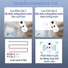 Robot lau kính tự động phun nước iLOBOT N361i (HCR 11)bản 2021 chống rơi 20 phút khi mất điện màu trắng với 10 khăn lau