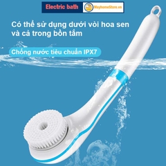 Bàn Chải Tắm Điện Chống Nước Cầm Tay Sạc Pin Với 5 Đầu Làm Sạch Da, Tẩy Tế Bào Chết, Mềm Mại Với Da, Massage Nhẹ Nhàng