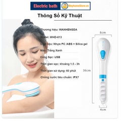 Bàn Chải Tắm Điện Chống Nước Cầm Tay Sạc Pin Với 5 Đầu Làm Sạch Da, Tẩy Tế Bào Chết, Mềm Mại Với Da, Massage Nhẹ Nhàng