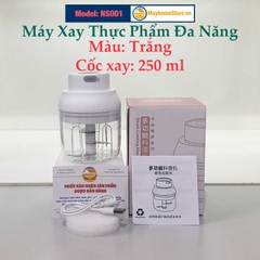 Máy Xay Thực Phẩm [Mạnh] Đa Chức Năng Cầm Tay Không Dây Sạc USB An Toàn xay thịt, tỏi, xay củ quả dung tích 100 & 250 ml