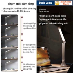 Đèn Bàn Học LED USB Chống Cận, 03 Chế Độ Ánh Sáng Vàng, Trắng , Pin Tích Điện 3000 mAh Di Động, Gập Tùy Chỉnh Nhỏ Gọn