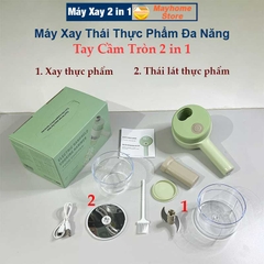 Bộ Máy Xay Băm, Máy Thái Rau Củ Quả Tỏi Ớt Rau Cầm Tay Đa Năng Tiện Dụng Cho Nhà Bếp Pin Sạc 2000 mAh Cổng USB Type C