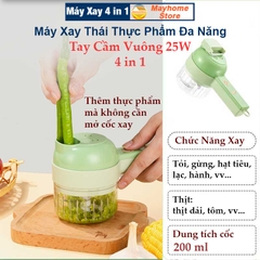 Bộ Máy Xay Băm, Máy Thái Rau Củ Quả Tỏi Ớt Rau Cầm Tay Đa Năng Tiện Dụng Cho Nhà Bếp Pin Sạc 2000 mAh Cổng USB Type C