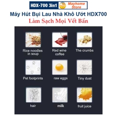 Máy Hút Bụi Lau Nhà Khô Ướt Cầm Tay Không Dây 3in1 HDX700 Pin Khủng 4000 mAh hoạt động liên tục 55 phút lực hút 7500Pa