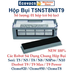 Hộp bụi, Hộp nước và khay lau cho robot hút bụi lau nhà Ecovacs Deebot Seri T5 T8 T9 N5 N8 N10 OzmoT8 Ozmo920 Ozmo950