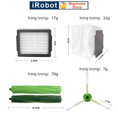 Phụ kiện Robot Hút Bụi iRobot Roomba i3, i4, i7, E5, E6. Đôi chổi lăn, bộ lọc hepa, chổi cạnh, túi đựng bụi robot Roomba