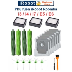Phụ kiện Robot Hút Bụi iRobot Roomba i3, i4, i7, E5, E6. Đôi chổi lăn, bộ lọc hepa, chổi cạnh, túi đựng bụi robot Roomba