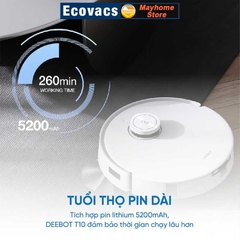 Robot hút bụi lau nhà Ecovacs Deebot T10 Turbo, Hàng Trưng Bày Chưa Qua Sử Dụng, Tặng ID Ứng Dụng Ecovacs Home.