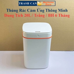 Thùng Rác Cảm Ứng Thông Minh Loại Sạc Pin Dung Tích 20L Có Đèn UV Khử Khuẩn, Tự Động Đóng Mở Nắp Với 2 Màu Trắng và Xanh