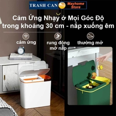 Thùng Rác Cảm Ứng Thông Minh 2 Ngăn 20L Tách Rác Khô & Ướt Sử Dụng Cho Phòng Khách và Gian Bếp Với 2 Màu Xanh và Trắng