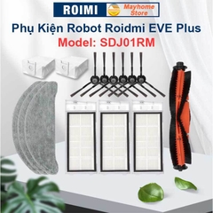 Phụ kiện Robot Roidmi EVE Plus Model: SDJ01RM, Chổi lăn chính, đôi chổi cạnh, bộ lọc, khăn lau, túi đựng bụi ///
